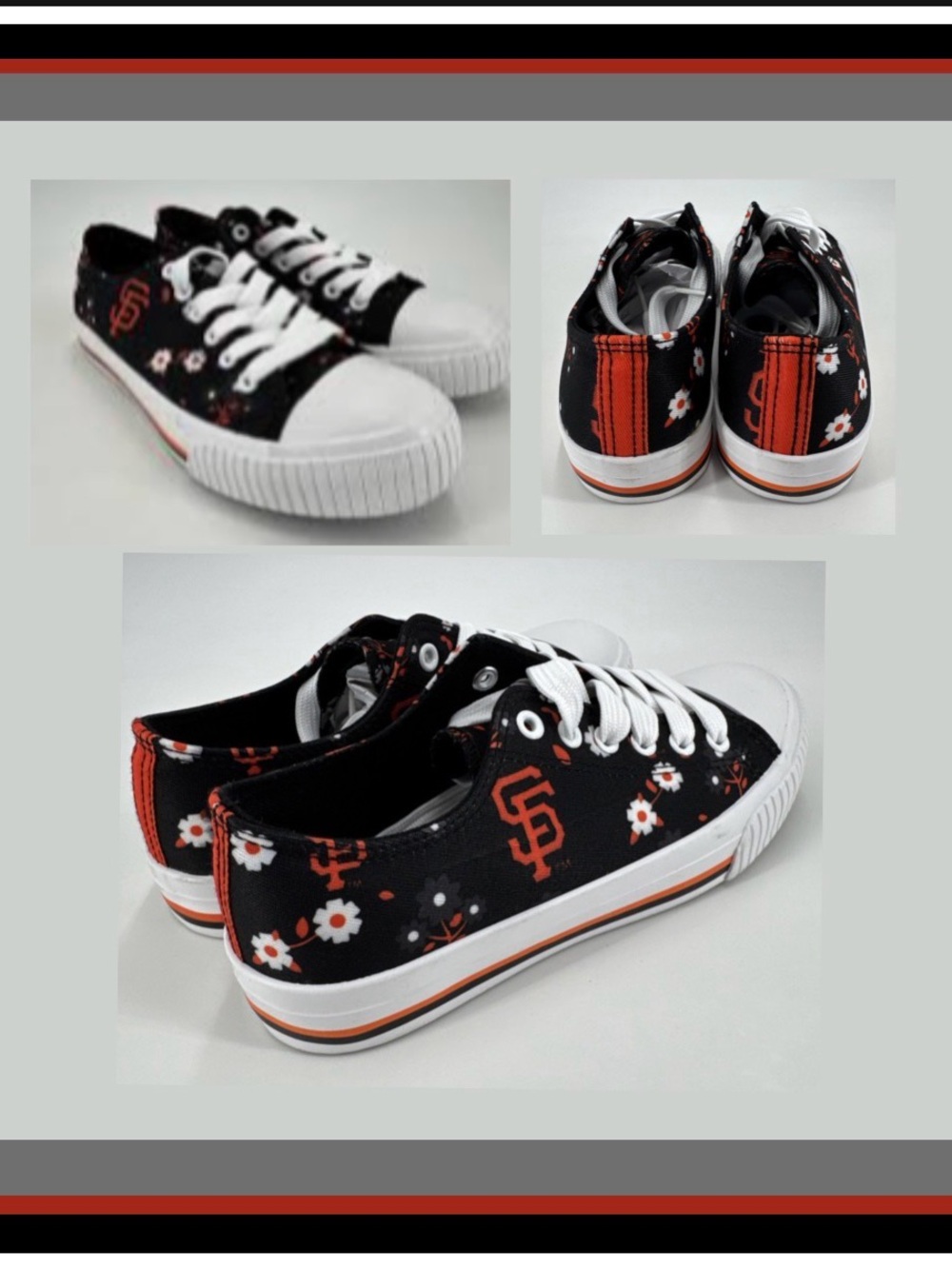 Foco MBL San Francisco Giants Sneakers Black & Orange Floral Canvas